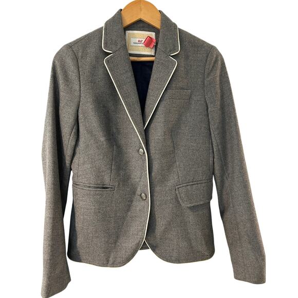 Vineyard Vines Jackets & Blazers - VINEYARD VINES Women's Wool Schoolboy Blazer Size 2 Gray Grey Preppy Twee
